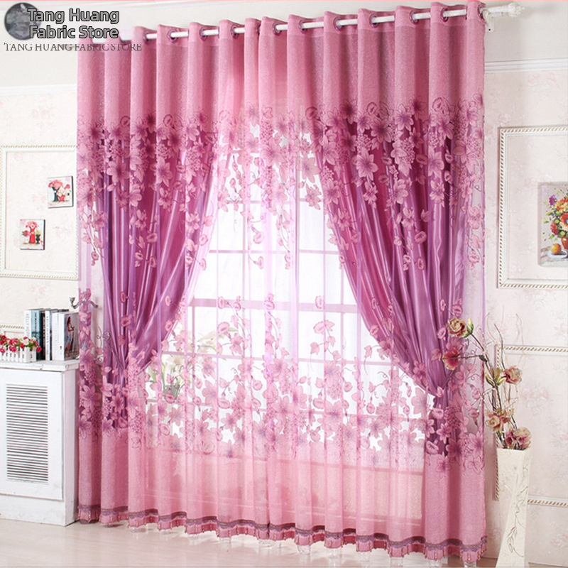 Ryto bulių sudegintos žakardo gėlės permatomas langų ekranas „Ebay“, „Amazon Wish“, „Aliexpress“. Populiarus baigtas užuolaidų langų ekranas.