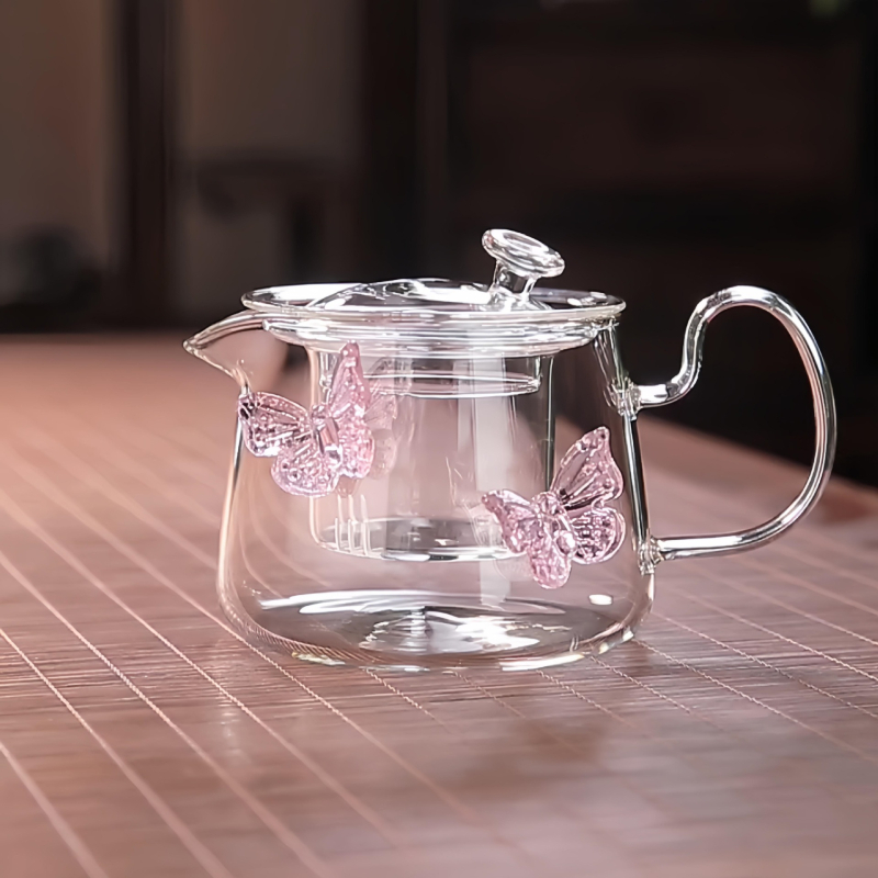 Gėlių arbatinukas 2025 m. naujas, aukštos spalvos stiklinis arbatinukas, kurį galima šildyti, aukštos klasės moterims skirtas specialus išskirtinis arbatos arbatos rinkinys