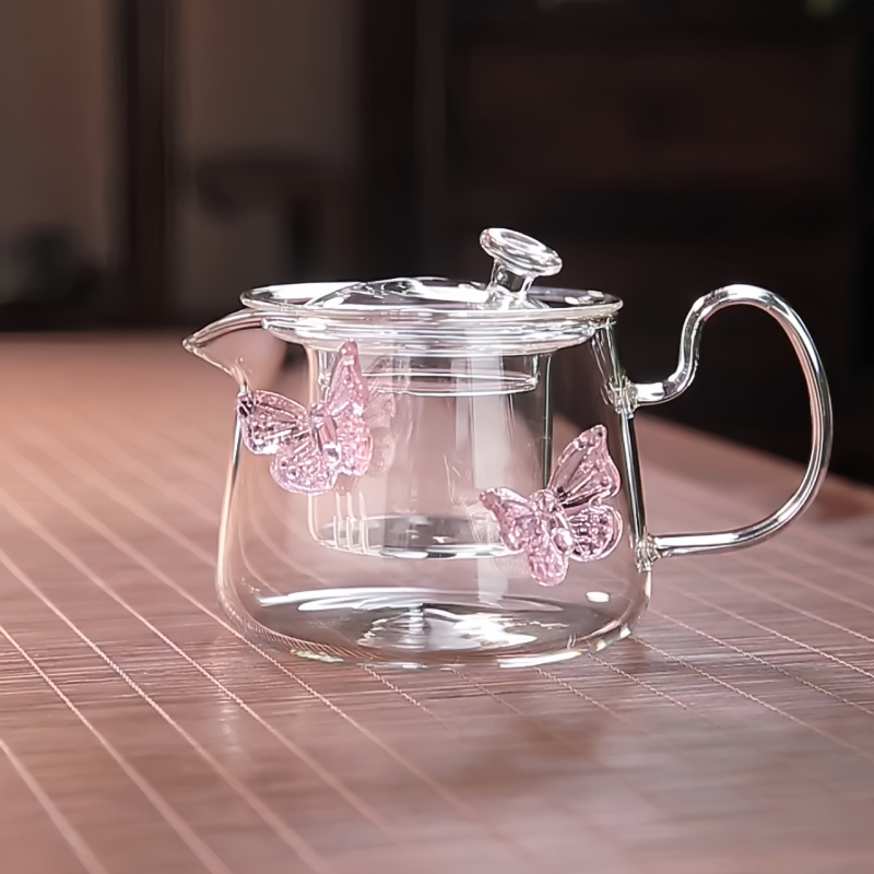 Gėlių arbatinukas 2025 m. naujas, aukštos spalvos stiklinis arbatinukas, kurį galima šildyti, aukštos klasės moterims skirtas specialus išskirtinis arbatos arbatos rinkinys