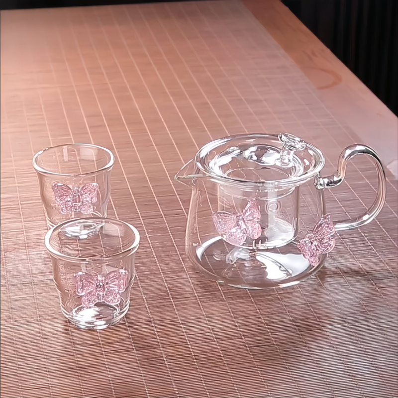 Gėlių arbatinukas 2025 m. naujas, aukštos spalvos stiklinis arbatinukas, kurį galima šildyti, aukštos klasės moterims skirtas specialus išskirtinis arbatos arbatos rinkinys
