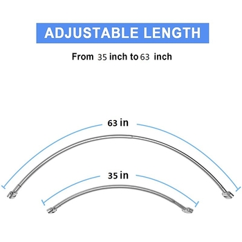 Vannitoa perforeeritud paks 304 roostevabast terasest kumer dušikardina varras dušiventilaatori kujuline C-kujuline kardinavarras dušikardina varras