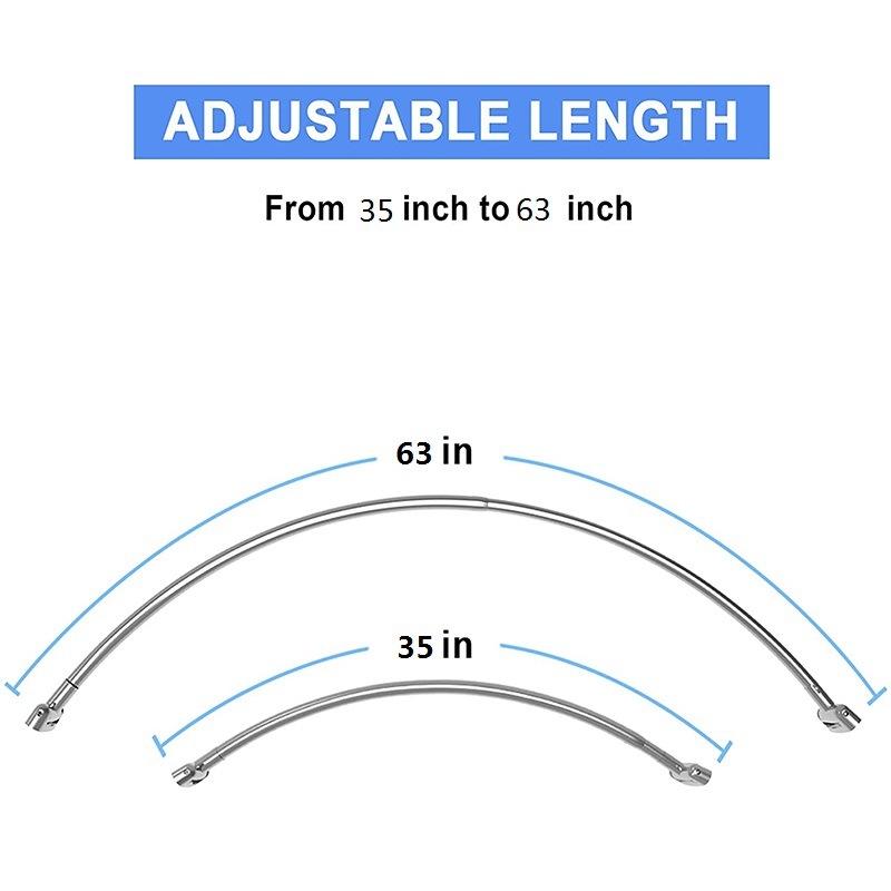 Vannitoa perforeeritud paks 304 roostevabast terasest kumer dušikardina varras dušiventilaatori kujuline C-kujuline kardinavarras dušikardina varras