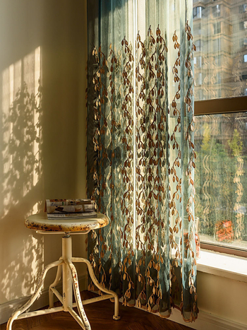 Auksinio lapo siuvinėtas tamsiai žalias kreminis šešėliuotas langų ekranas modernus vintažinis naujas kinų stiliaus svetainės balkono langų užuolaidos