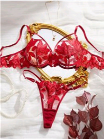 Francia Ultravékony Szexi Fehérnemű Női Csipkés Melltartó Szett Tangával, Merevítős Push-Up Erotikus Melltartó 25002