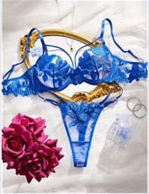 Francia Ultravékony Szexi Fehérnemű Női Csipkés Melltartó Szett Tangával, Merevítős Push-Up Erotikus Melltartó 25002