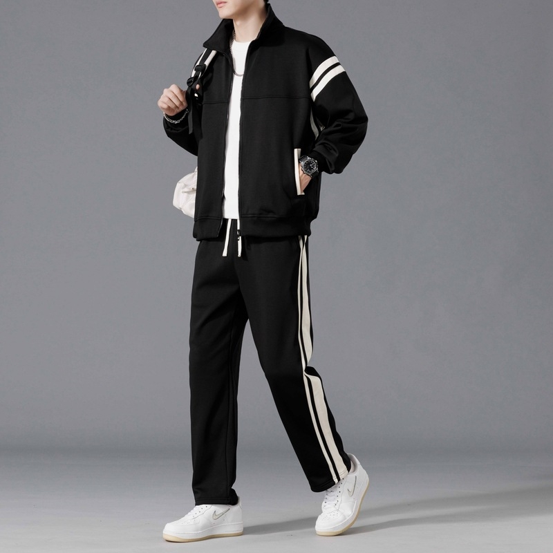 Férfi alkalmi sport egyszínű tavaszi és őszi 2024 új stílusú Ripper jóképű dzseki férfi divatos, összeillő üres kardigán pulóver