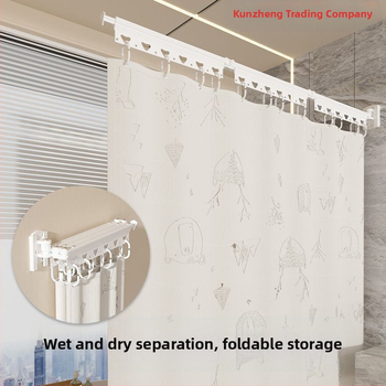Πτυσσόμενη ράβδος κουρτίνας ντους μπάνιου τουαλέτας χωρίς διάτρητο διαχωριστικό τύπου ξηρού και υγρού διαχωρισμού αόρατο αδιάβροχο τόξο ντους