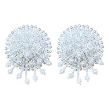 Prabangi tarpvalstybinė krūtų pasta, aukštos kokybės, daugkartinio naudojimo baltų perlų krūtų pasta, šviečiantys karoliukai su ramunėlių formos apvaliais deimantais, krūtų pasta