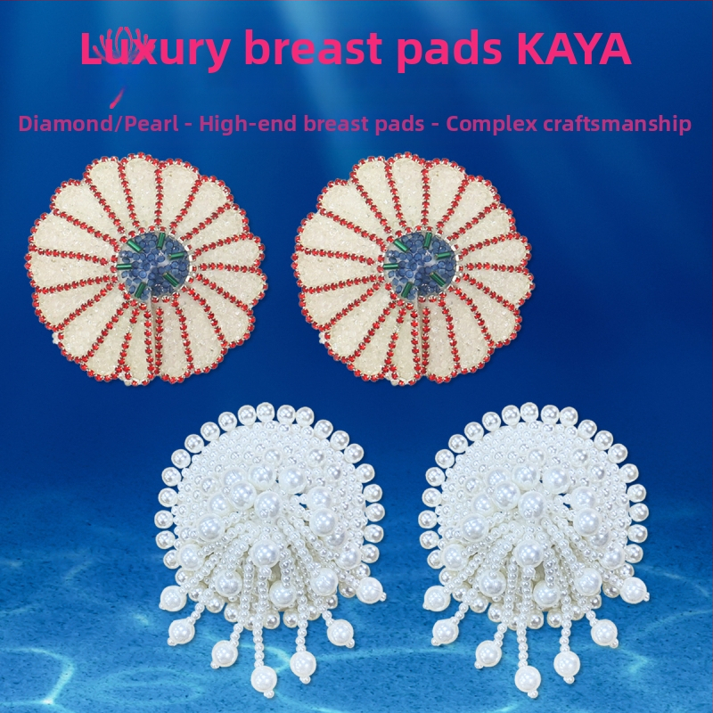 Piiriülene luksuslik rinnapasta, tippkvaliteediga valge pärliga rinnapasta, korduvkasutatav karikakardega helendavate helmestega ümmargune teemantrinnapasta