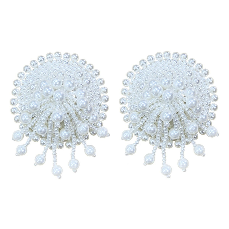 Piiriülene luksuslik rinnapasta, tippkvaliteediga valge pärliga rinnapasta, korduvkasutatav karikakardega helendavate helmestega ümmargune teemantrinnapasta