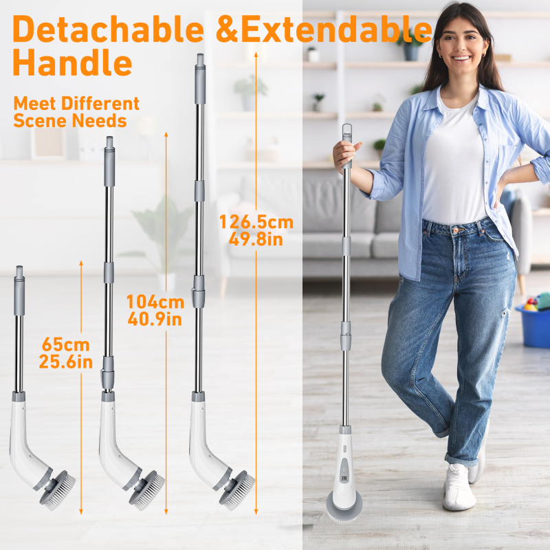 Nova električna četka za čišćenje, uvlačiva višenamjenska bežična četka s dugom ručkom, kućanska, kuhinja, kupaonica, ručna, s punjenjem