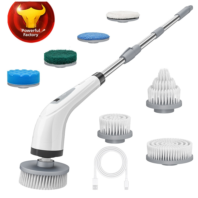 Nová elektrická čistiaca kefa, zasúvacia multifunkčná bezdrôtová kefa s dlhou rukoväťou, domácnosť, kuchyňa, kúpeľňa, ručné nabíjanie