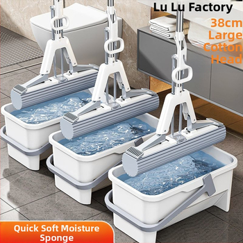 Σφουγγαρίστρα με σφουγγάρι χωρίς χέρια, καθαρισμός σε ένα βήμα, οικιακή τεμπέλης διπλής χρήσης ξηρή και υγρή σφουγγαρίστρα PVA, τηλεσκοπική ράβδος, εξοικονόμηση εργασίας