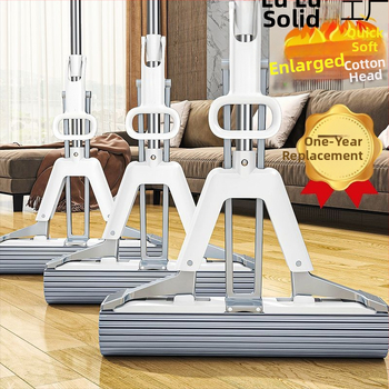 Σφουγγαρίστρα με σφουγγάρι χωρίς χέρια, καθαρισμός σε ένα βήμα, οικιακή τεμπέλης διπλής χρήσης ξηρή και υγρή σφουγγαρίστρα PVA, τηλεσκοπική ράβδος, εξοικονόμηση εργασίας