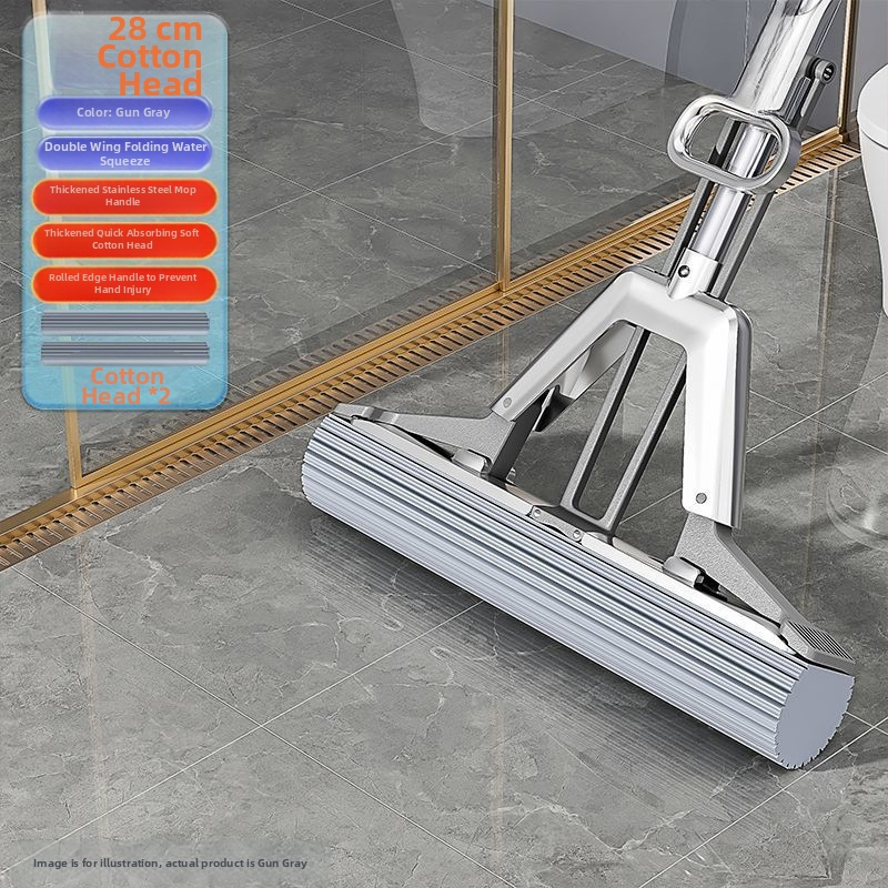 Σφουγγαρίστρα με σφουγγάρι χωρίς χέρια, καθαρισμός σε ένα βήμα, οικιακή τεμπέλης διπλής χρήσης ξηρή και υγρή σφουγγαρίστρα PVA, τηλεσκοπική ράβδος, εξοικονόμηση εργασίας