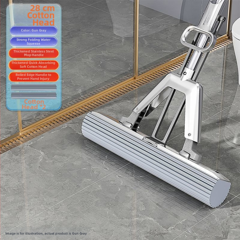 Σφουγγαρίστρα με σφουγγάρι χωρίς χέρια, καθαρισμός σε ένα βήμα, οικιακή τεμπέλης διπλής χρήσης ξηρή και υγρή σφουγγαρίστρα PVA, τηλεσκοπική ράβδος, εξοικονόμηση εργασίας