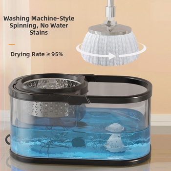 Ανοξείδωτη περιστρεφόμενη διπλής κίνησης αυτόματη σφουγγαρίστρα Lazy People`s Hands-Free οικιακή σφουγγαρίστρα με κουβά