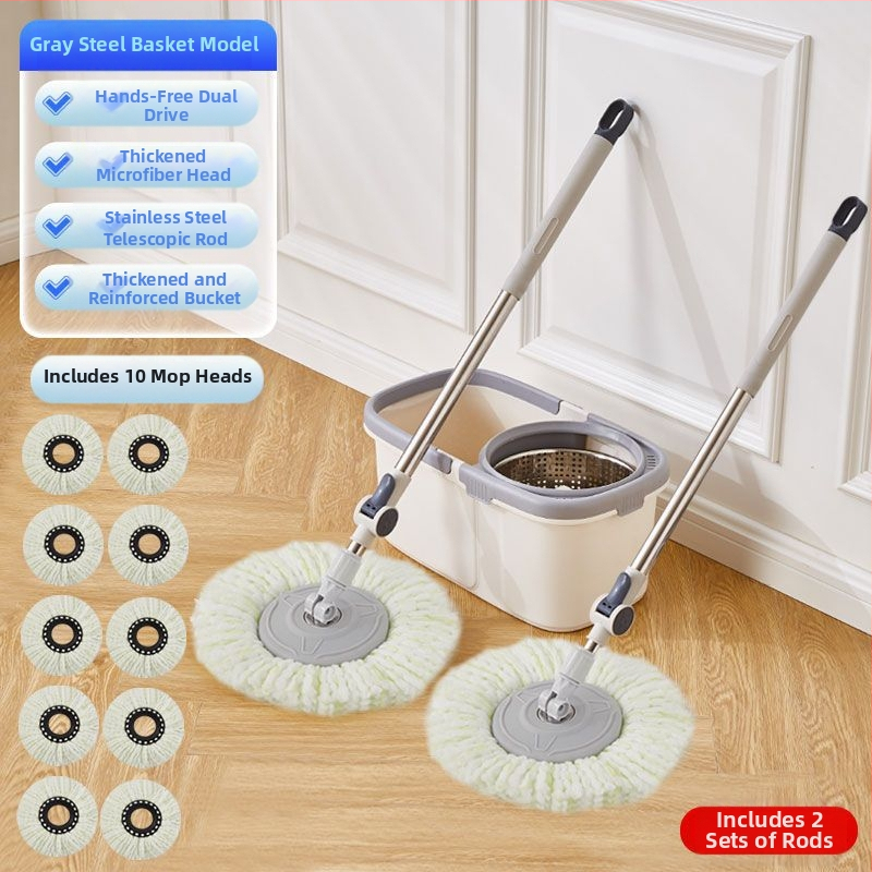 Κουβάς σφουγγαρίστρας γενικής χρήσης για γρήγορο στέγνωμα με καθαρισμό σε ένα βήμα, απορροφητικό, διπλής χρήσης για υγρό και στεγνό καθάρισμα, επίπεδη σφουγγαρίστρα χωρίς χέρια για τεμπέληδες