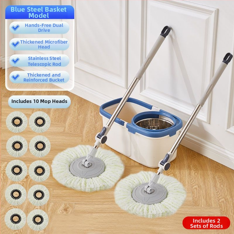 Κουβάς σφουγγαρίστρας γενικής χρήσης για γρήγορο στέγνωμα με καθαρισμό σε ένα βήμα, απορροφητικό, διπλής χρήσης για υγρό και στεγνό καθάρισμα, επίπεδη σφουγγαρίστρα χωρίς χέρια για τεμπέληδες