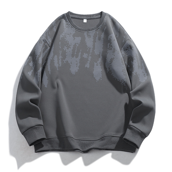 Есен/Зима 2024 Нови модели спортен суитшърт с кръгло деколте в стил Хонконг, широк, за големи размери, за дебели мъже, модно яке с щампа за двойки