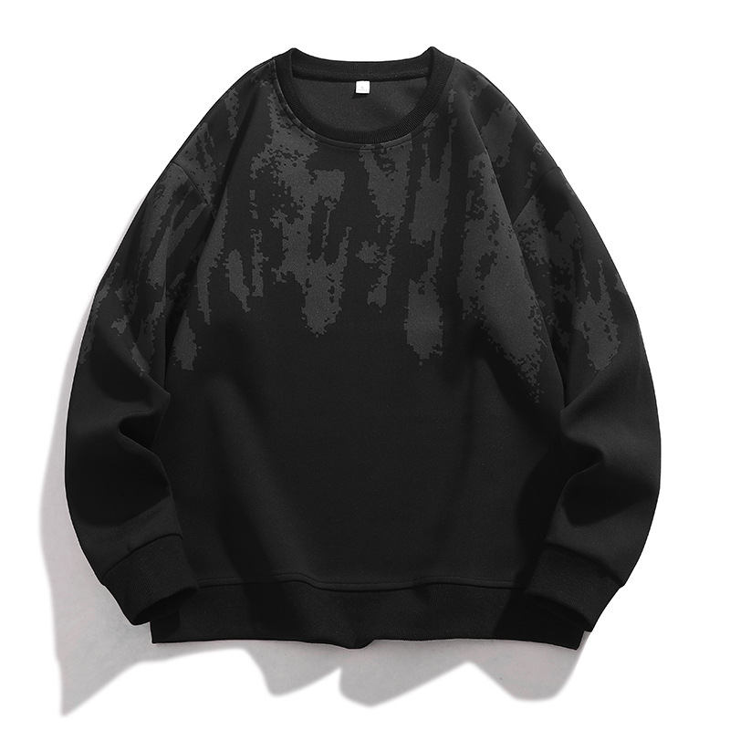 2024 Ősz/Tél Újdonságok Hong Kong stílusú, kerek nyakú, férfi pulóver, laza, plus size, vastag, divatos, mintás páros dzseki férfiaknak