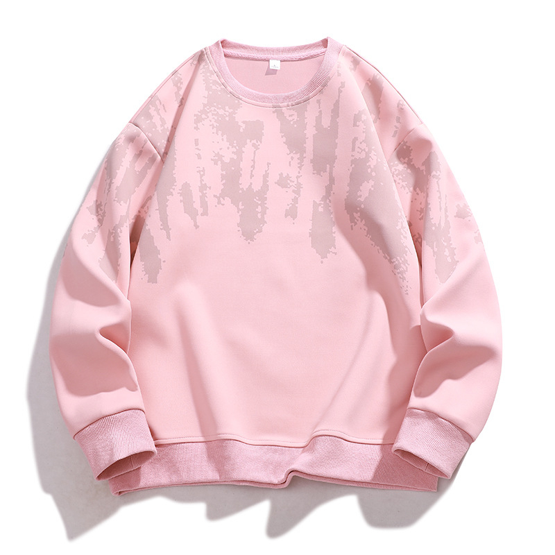 2024 Ősz/Tél Újdonságok Hong Kong stílusú, kerek nyakú, férfi pulóver, laza, plus size, vastag, divatos, mintás páros dzseki férfiaknak