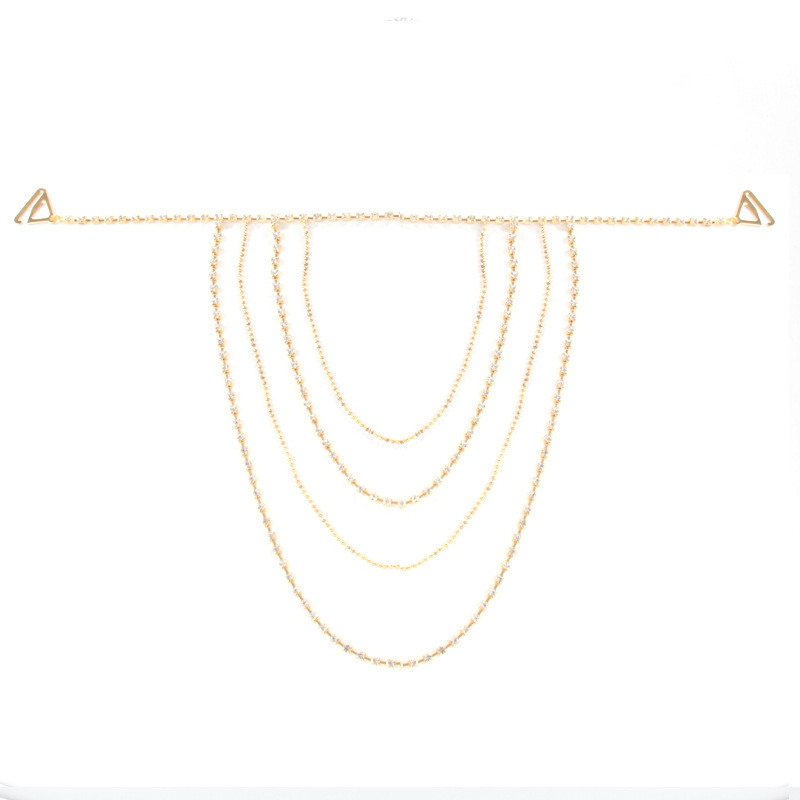 Pārrobežu sprādzienu kleitu aksesuāri temperaments līgavas kāzu rhinestones plecu ķēde Eiropas un Amerikas daudzslāņu bikšturu ķēdes plecu rotājumi vairumtirdzniecībā