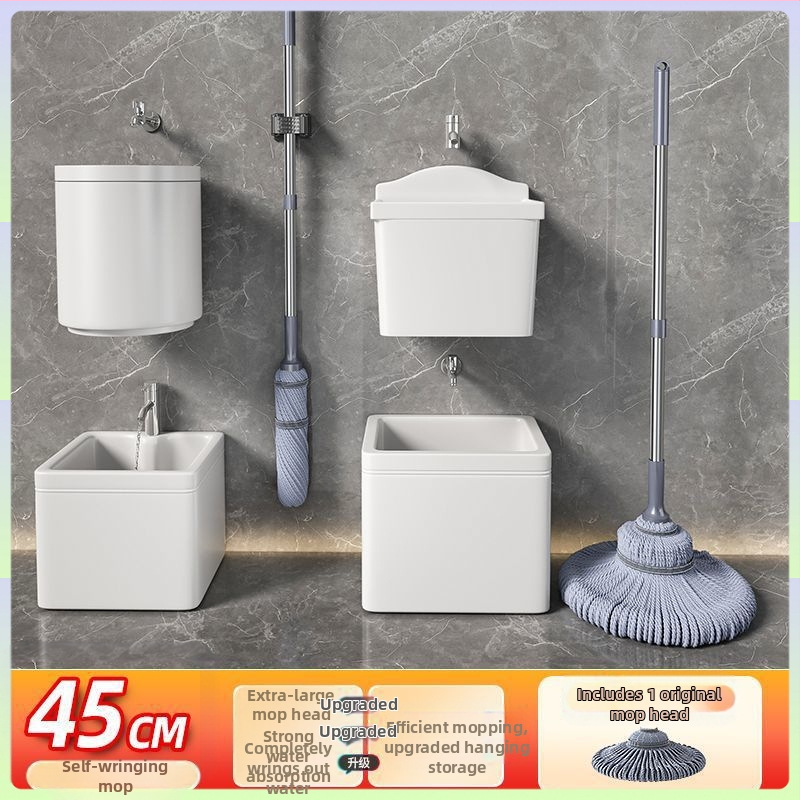 Σφουγγαρίστρα αυτοστίψιμη χωρίς χέρια για οικιακή χρήση, Μεγάλη σφουγγαρίστρα με κεφαλή για στεγνή και υγρή χρήση, Περιστρεφόμενη τεμπέλα σφουγγαρίστρα, Μεγάλη σφουγγαρίστρα με κεφαλή