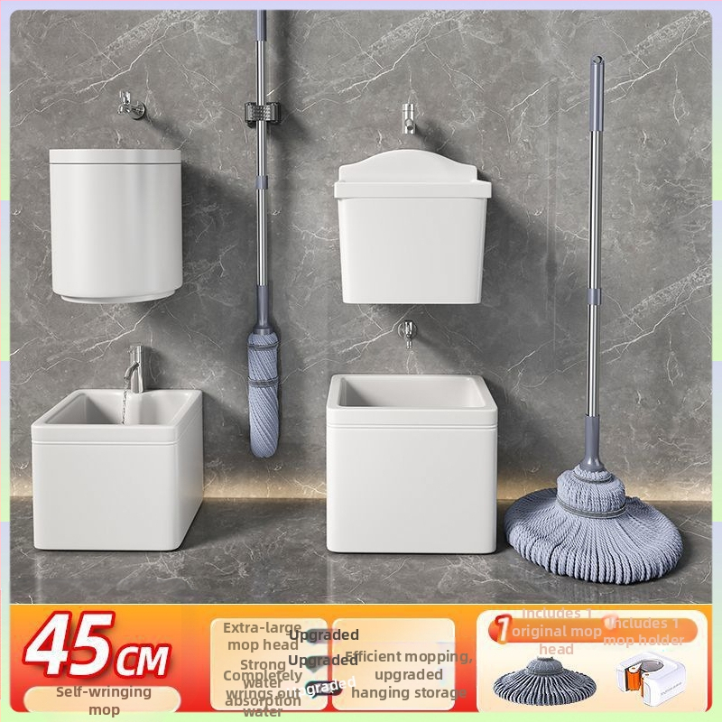 Σφουγγαρίστρα αυτοστίψιμη χωρίς χέρια για οικιακή χρήση, Μεγάλη σφουγγαρίστρα με κεφαλή για στεγνή και υγρή χρήση, Περιστρεφόμενη τεμπέλα σφουγγαρίστρα, Μεγάλη σφουγγαρίστρα με κεφαλή