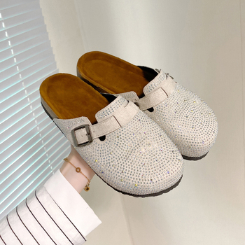 Európai áruk teljes gyémánt baotou csúcskategóriás papucs női 2024 új szandál nyári kültéri viselet lusta Murray cipő női félcipő