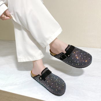 Európai áruk teljes gyémánt baotou csúcskategóriás papucs női 2024 új szandál nyári kültéri viselet lusta Murray cipő női félcipő