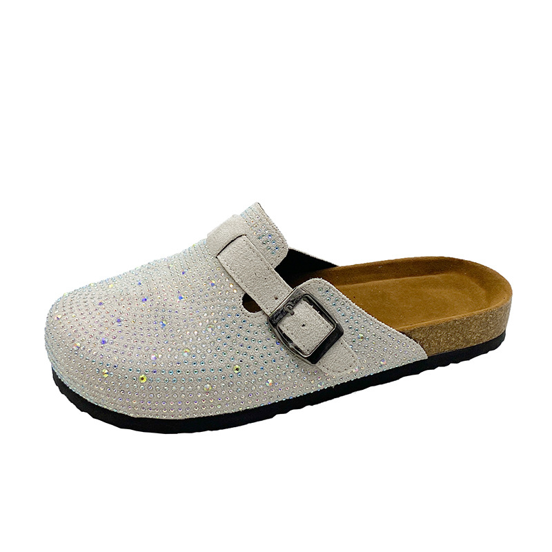 Európai áruk teljes gyémánt baotou csúcskategóriás papucs női 2024 új szandál nyári kültéri viselet lusta Murray cipő női félcipő