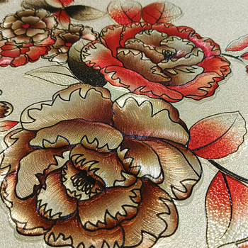 Трансгранично поколение водоустойчива, анти-маслена, високотемпературна PVC бронзираща покривка за маса с релефно цвете, покривка за маса за чай