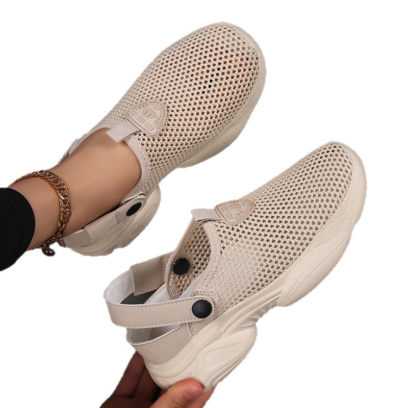 Sieviešu vasaras virsdrēbes Neslīdošas, elpojošas, sieviešu apavi, austi purngalu čības, plānas, elpojošas, vieglas, ikdienas sporta sandales