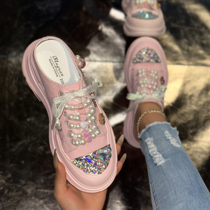 Baotou pusčības sieviešu ārējās tirdzniecības jaunas vasaras biezas zoles fliteru sieta bezpapēžu ārējās čības, kas paaugstina un slaidina sieviešu apavus