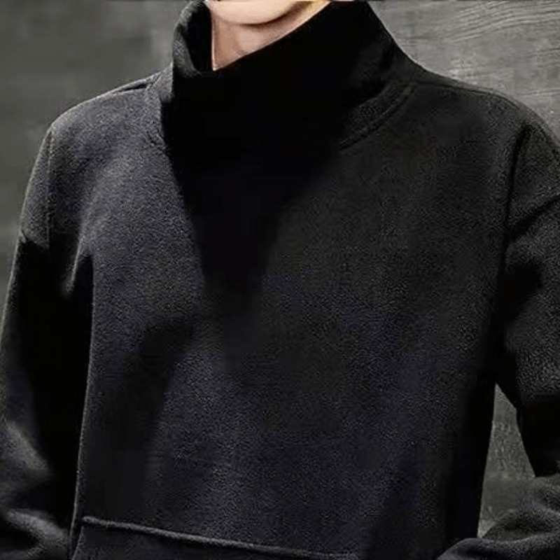 Őszi és téli férfi plus size pulóver de Bársony aljú ing bő pulóver polár béléssel vastag meleg belső felső mindenhez illő