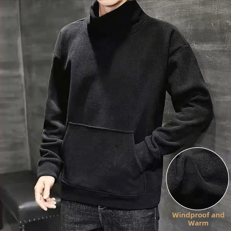 Őszi és téli férfi plus size pulóver de Bársony aljú ing bő pulóver polár béléssel vastag meleg belső felső mindenhez illő