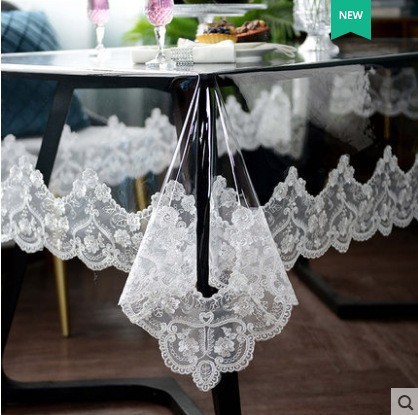 PVC terítő, vízálló, olajálló, átlátszó asztalszőnyeg, eldobható dohányzóasztal kendő, kristálytábla, puha üveg borítású kendő, csipke terítő