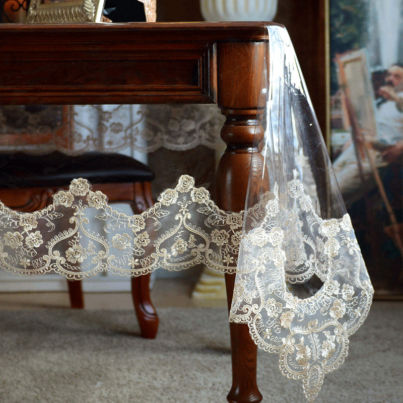 PVC terítő, vízálló, olajálló, átlátszó asztalszőnyeg, eldobható dohányzóasztal kendő, kristálytábla, puha üveg borítású kendő, csipke terítő