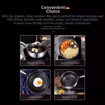 Nerūdijančio plieno korio formos sriubos puodas, Yukihira puodas, japoniškas pieno puodas, nepridegantis puodas, garinimo ir kepimo maisto papildų puodas, keptuvė