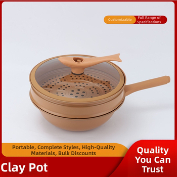 Uus multifunktsionaalne savipott aurutiga, lameda põhjaga wok-pann, katmata tervisepott, aurutamiseks ja keetmiseks mõeldud kõik-ühes pott kingitusena