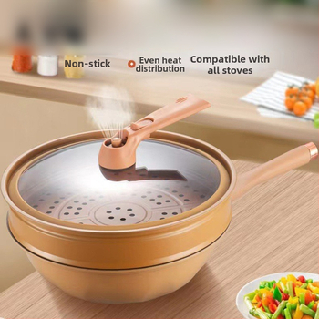 Uus multifunktsionaalne savipott aurutiga, lameda põhjaga wok-pann, katmata tervisepott, aurutamiseks ja keetmiseks mõeldud kõik-ühes pott kingitusena