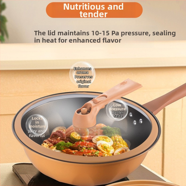 Uus multifunktsionaalne savipott aurutiga, lameda põhjaga wok-pann, katmata tervisepott, aurutamiseks ja keetmiseks mõeldud kõik-ühes pott kingitusena