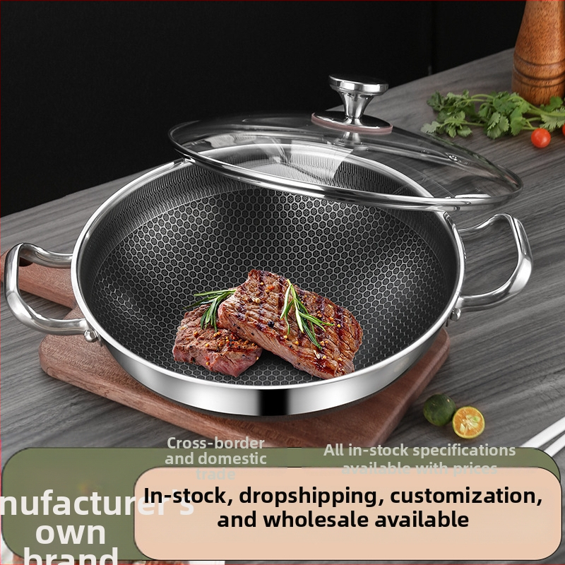 Kahepoolne kärgstruktuuriga praadimiswok, spetsiaalne paks roostevabast terasest mittenakkuva supipoti pliit, universaalne pann, piiriülene hulgimüügi kinkepott