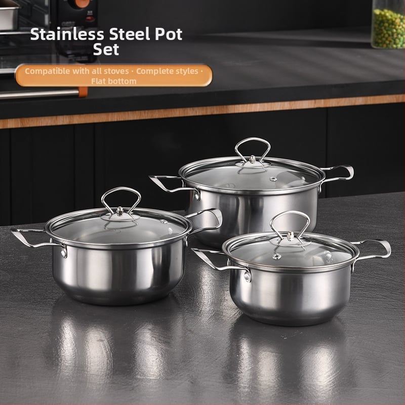 Nerūdijančio plieno virtuvės reikmenų rinkinys, 6 dalių, eksportuojamas su puodų rankena, sriubos puodu, 16–20 cm, dovanų rinkinys