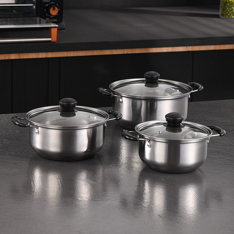 Διασυνοριακά μαγειρικά σκεύη από ανοξείδωτο ατσάλι, σετ 6 τεμαχίων, σετ εξαγωγής, σετ κατσαρόλας με λαβή ψησίματος, σετ δώρου 16-20cm