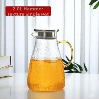 Kaltinis borosilikatinio stiklo sulčių puodelis su nerūdijančio plieno dangteliu, spalvinga rankena, arbatinukas su didele talpa, šaltas virdulys