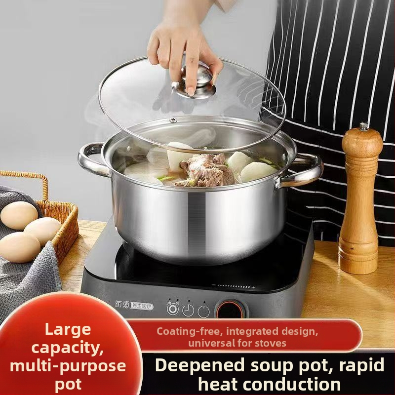 Extra vastag almás fazék rozsdamentes acél levesesfazék háztartási zabkása leves lapos aljú forrázásgátló fazék többcélú sűrített