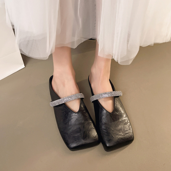 Nišiniai meninio stiliaus kalnų krištoliniai plokščiapadžiai Mary Jane bateliai moterims, 2025 m. europietiški retro elegantiški viengubi bateliai su uždaromis nosimis.