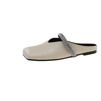 35–42 jardų 2025 m. pavasario naujos korėjietiškos mados kalnų krištolinės baotou šlepetės moteriškos be kulno tingios moteriškos šlepetės